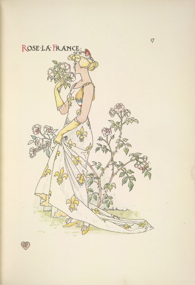 Rose La France. Mladá žena vonící kytici květin od Walter Crane