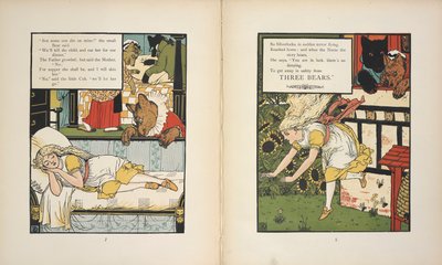 Silverlocks v nebezpečí od Tří medvědů. od Walter Crane