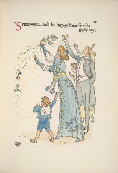 Speedwell. Svatební hosté házení konfety od Walter Crane