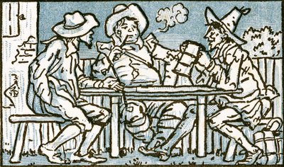 The Happy Poor, ilustrace písně "Who Liveth So Merry in all this Land", z knihy "Pan-Pipes", A Book of Old Songs, Newly Arranged and with Accompaniments by Theo. Marzials, vydáno v Londýně nakladatelstvím G od Walter Crane