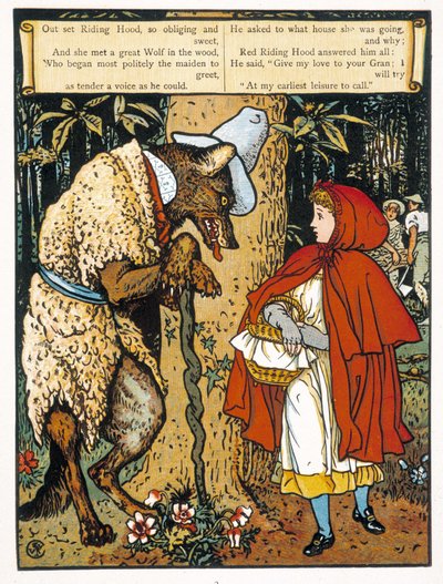 Červená karkulka (setkání s vlkem) - John Lane, Walter Crane