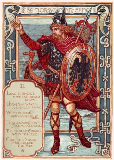 Norseman. Od: Columbias Courtship: Obrazová historie Spojených států, 1893 od Walter Crane