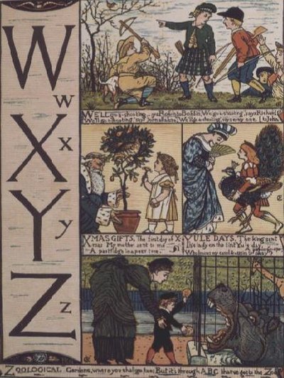 W až Z z abecedy založené na starých říkankách od Walter Crane