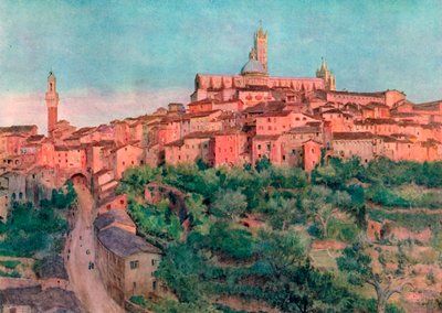 Siena: Siena: město na kopci (barevná litografie) od Walter Frederick Roofe Tyndale