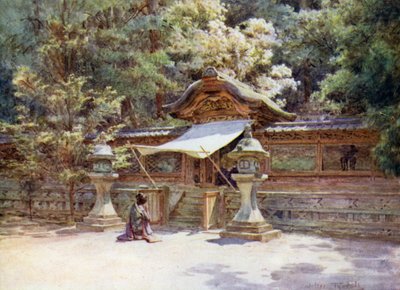 Temple Fence and Gate, Higashi Otani, Kyoto od Walter Frederick Roofe Tyndale