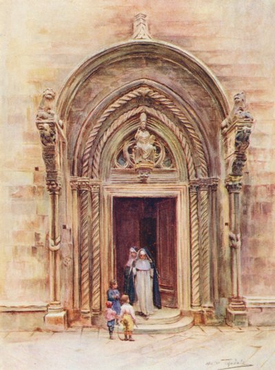 Dveře dómu v Curzole (barevná litografie) od Walter Frederick Roofe Tyndale