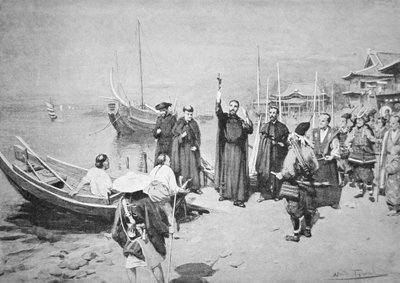Přistání svatého Františka Xaverského v Kagošimě (litho) od Walter Frederick Roofe Tyndale