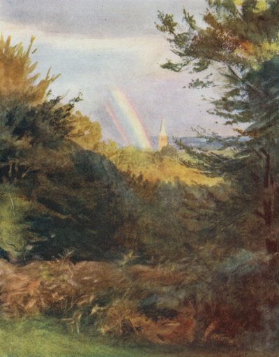 The New Forest: Lyndhurst Church z Emery Down (barevné lito) od Walter Frederick Roofe Tyndale