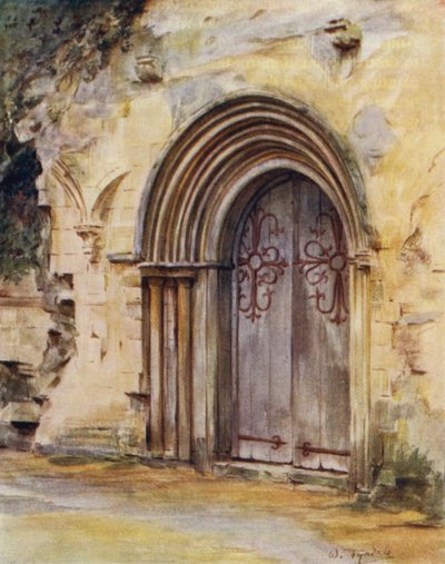 The New Forest: The Gate of the Refectory, Beaulieu Abbey (barevné lito) od Walter Frederick Roofe Tyndale