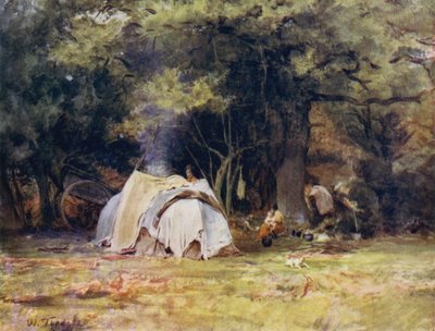 The New Forest: The Gipsy Camp poblíž Kennels mezi Lyndhurst a Minstead (barva litho) od Walter Frederick Roofe Tyndale