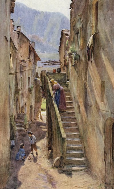 Vicolo del Ponte, Villa Nuova Di Albenga, Itálie (barva lito) od Walter Frederick Roofe Tyndale