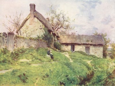 Wessex: Skupina chalup v Sutton Poyntz u Weymouthu (barevná litografie) od Walter Frederick Roofe Tyndale