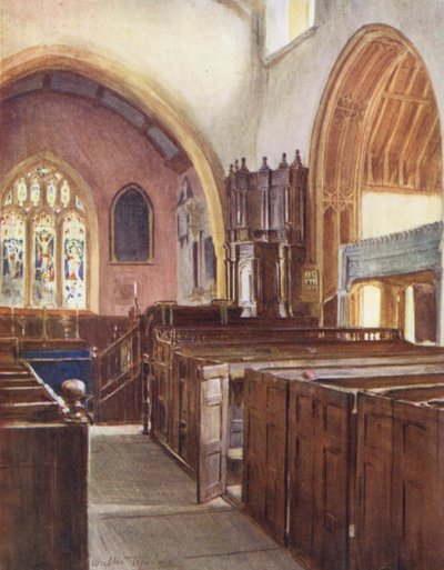 Wessex: Puddletown Church (barevná litografie) od Walter Frederick Roofe Tyndale