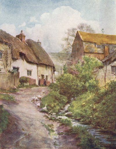 Wessex: Mlýnské domky v Sutton Poyntz u Weymouthu (barevná litografie) od Walter Frederick Roofe Tyndale
