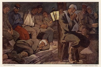 Zranění vojáci na odklízecí stanici v Roulers, Belgie, první světová válka (barva litho) od Walter Georgi