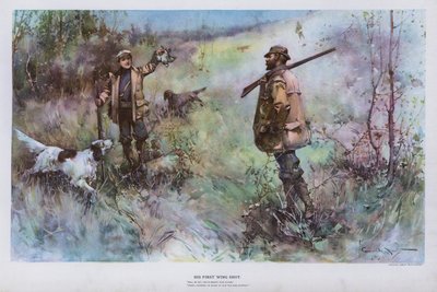 Jeho první výstřel křídlem: lovecká scéna (barevné lito) od Walter Granville Smith