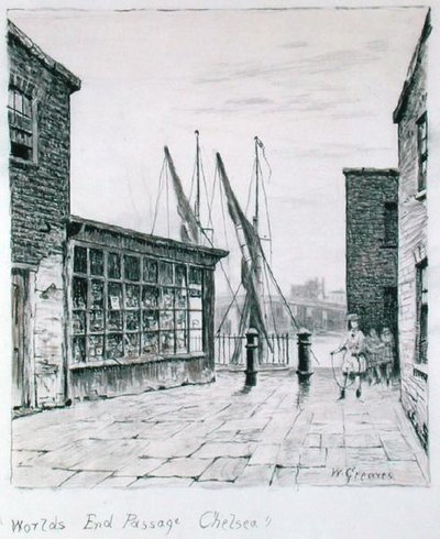 Worlds End Passage, Chelsea (inkoust na papíře) od Walter Greaves