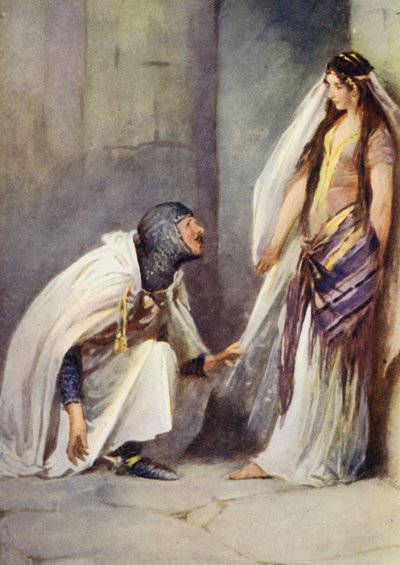 Ilustrace pro Ivanhoe od Sira Waltera Scotta (barevné lito) od Walter Grieve