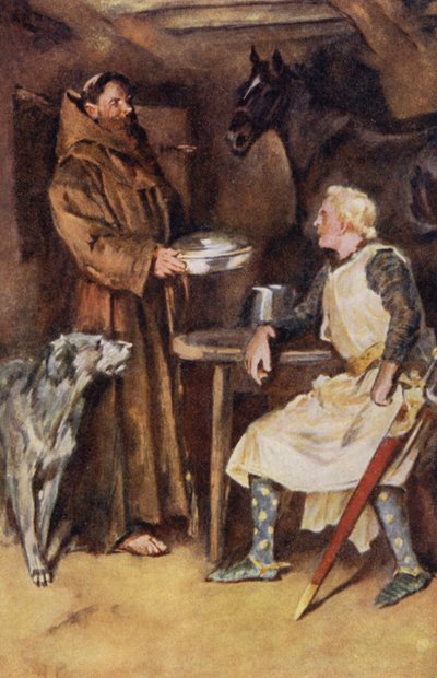 Ilustrace pro Ivanhoe od Sira Waltera Scotta (barevné lito) od Walter Grieve