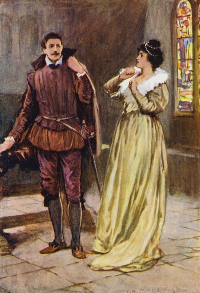 Ilustrace k filmu Kenilworth od Sira Waltera Scotta (barevná litografie) od Walter Grieve
