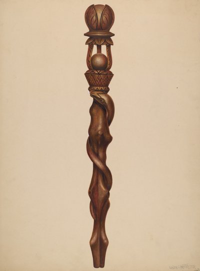 Řezbářství dřevorubce žezla, c. 1938. od Walter Hochstrasser