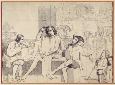 Twelfth Night, c.1850 (kresba perem) od Walter Howell Deverell