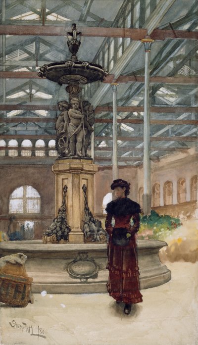 Stará tržnice a fontána, Birmingham od Walter Langley