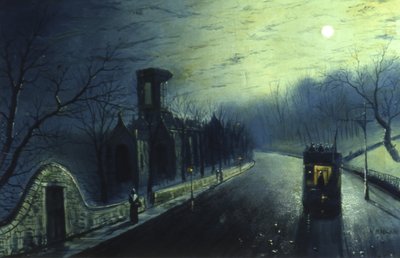 Kirkstall Abbey od Moonlight (olej na plátně) od Walter Linsley Meegan