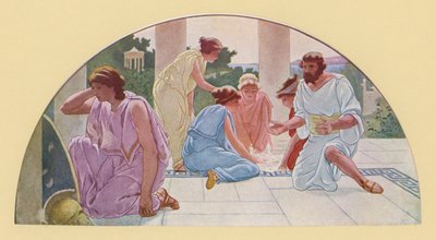 Achilles v převleku za školačku objevený Odysseem (barevná litografie) od Walter MacEwen