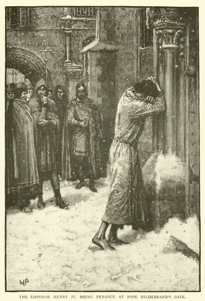 Císař Jindřich IV činí pokání u Pope Hildebrands Gate od Walter Paget