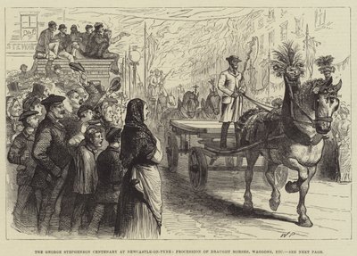 Sté výročí George Stephensona v Newcastle-on-Tyne, Průvod tažných koní, vozů atd. od Walter Paget