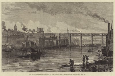 Sté výročí George Stephensona v Newcastle-on-Tyne, most vysoké úrovně od Walter Paget