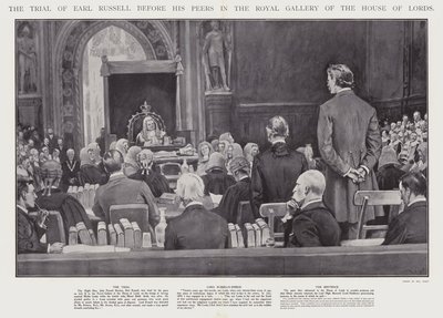 Proces s Earlem Russellem před jeho vrstevníky v Královské galerii Sněmovny lordů, Westminster (litho) od Walter Paget