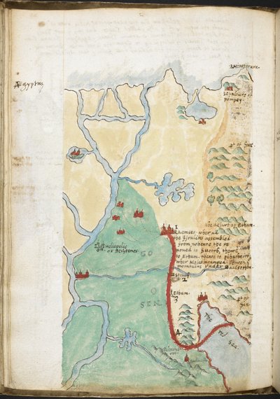 MS 57555, f.23v, Mapa severní Afriky, ze sešitu obsahujícího historický věstník, seznamy knihoven atd.; c.1606-08 (akvarel na papíře) od Walter Raleigh