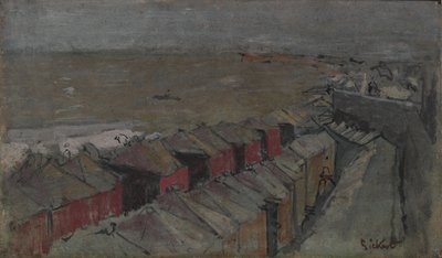 Koupací chatky, Dieppe, cca 1890 (olej na panelu) od Walter Richard Sickert