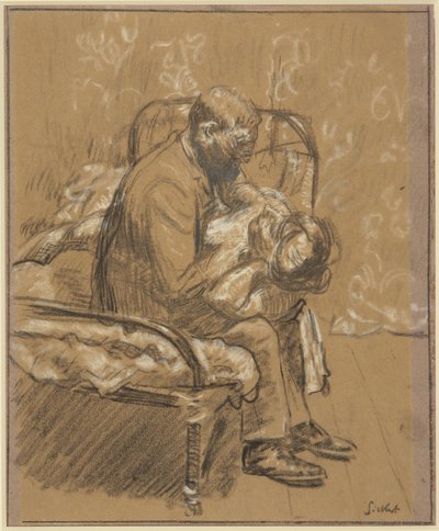 Přesvědčování, cca 1908 (křída na papíře) od Walter Richard Sickert