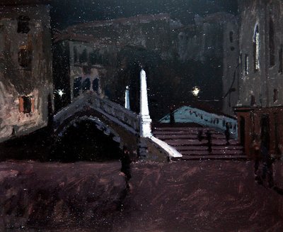 Ponte delle Guglie sul Cannaregio (Noční scéna, Benátky) cca 1896 (olej na plátně) od Walter Richard Sickert