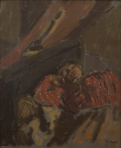 Červená vzorovaná halena, asi 1907 (olej na plátně) od Walter Richard Sickert