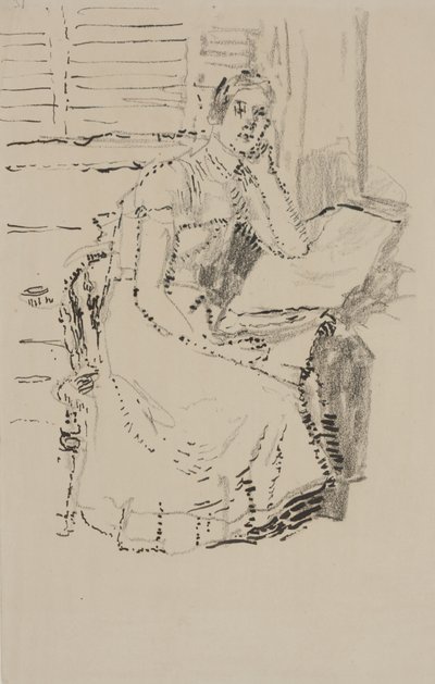 Sedící postava (pero a inkoust s uhlem na papíře) od Walter Richard Sickert