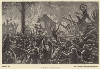 Občanská válka v Kansasu (litho) od Walter Russell