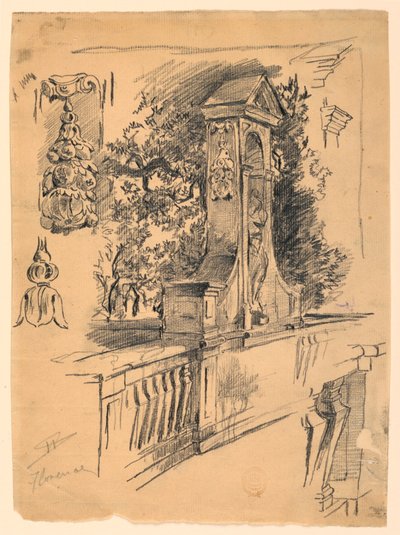 Studie z mostu ve Florencii, Itálie od Walter Shirlaw