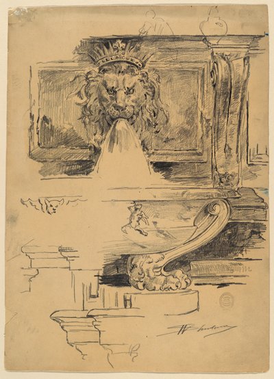Studie fontány, Itálie od Walter Shirlaw