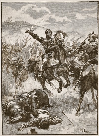 Černý princ v bitvě u Crecy, ilustrace z 