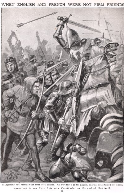 Když Francouzi a Angličané bojovali u Agincourtu, ilustrace 