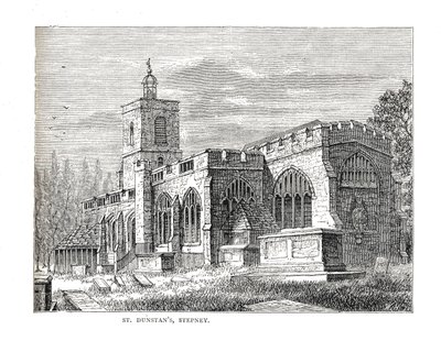 St.Dunstans Stepney. Z pohledu pořízeného v roce 1803 od Walter Thornbury