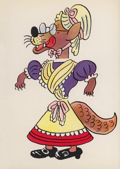 Čísla z dětských knih: Velký zlý vlk (barevná litografie) od Walter Trier