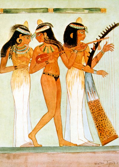 Starověcí egyptští hudebníci a tanečnice, 1910 od Walter Tyndale