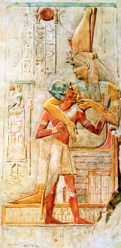 Egyptské hieroglyfy, Abydos, Egypt, 1910 od Walter Tyndale