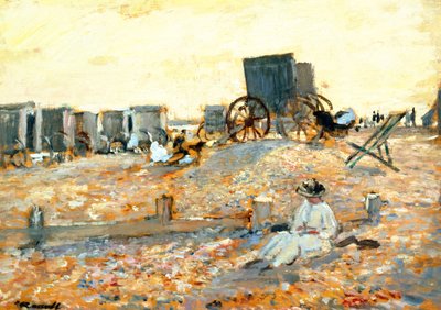 Plážová scéna (olej na panelu) od Walter Westley Russell