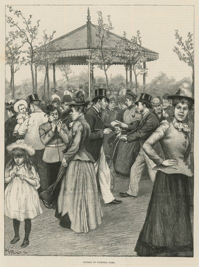 Neděle ve Victoria Parku (rytina) od Walter Westley Russell